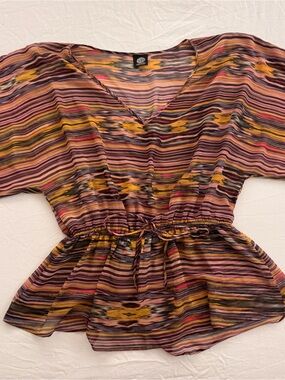 Bobeau multicoloured striped top/ coverup